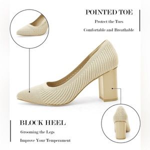 Coutgo women’s Chunky, high,block heel, knit pointed toe shoes. NWOT NO BOX